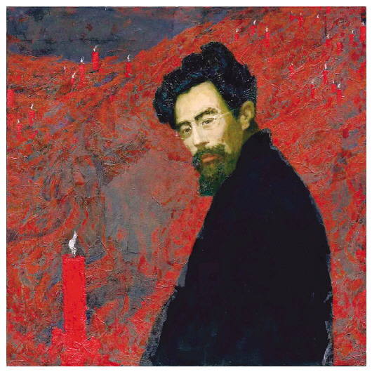 闻一多全家在云南昆明住宅前合影,左起三子闻立鹏、闻一多、长子闻立鹤、夫人高孝贞、小女儿闻惠羽、大女儿闻名、赵妈(老保姆)、二子闻立雕。赵沨摄闻一多亲自设计的《红烛》封面。 闻立鹏创作的闻一多像。