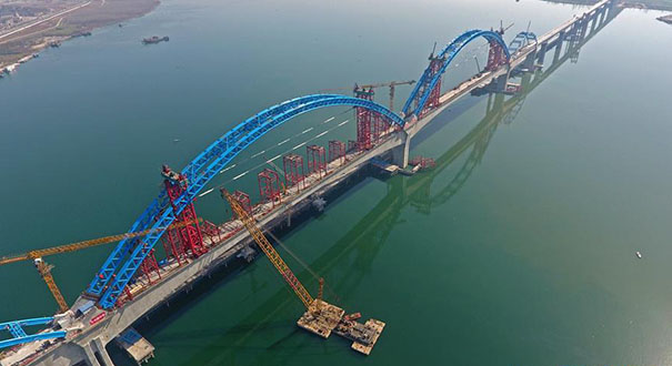 汉十高铁汉江特大桥主体完工