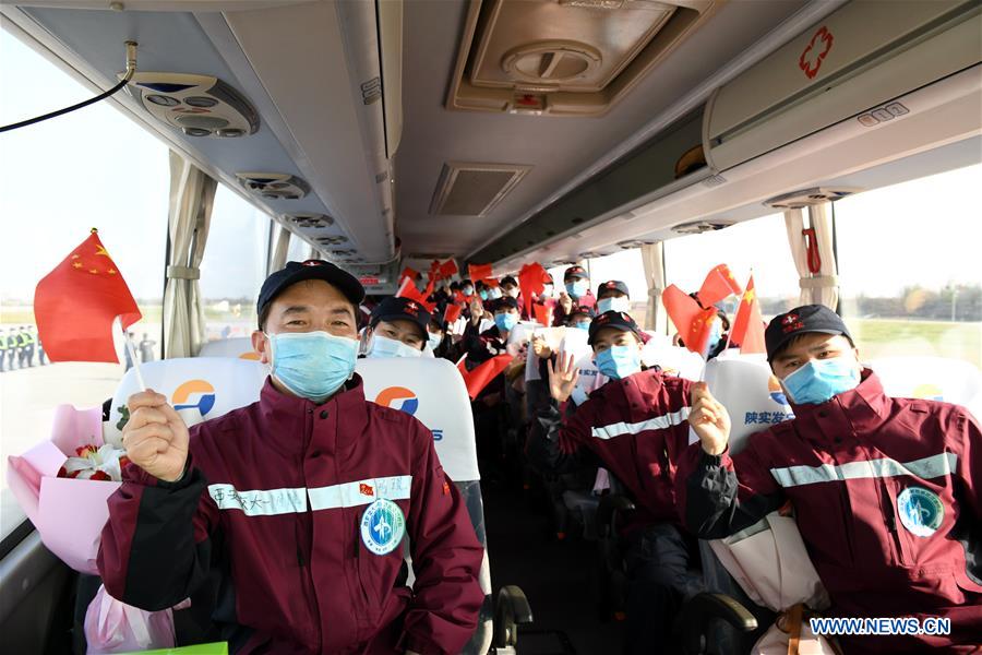 CHINA-SHAANXI-XI'AN-MEDICAL WORKERS-RETURN FROM HUBEI (CN)