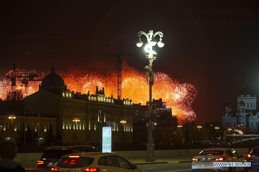 RUSSIA-MOSCOW-VICTORY DAY-FIREWORKS