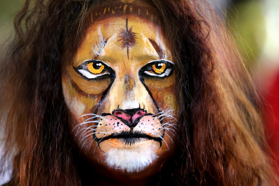 Asia Album: Indian students have faces painted with wild animals for  Wildlife Week - Xinhua