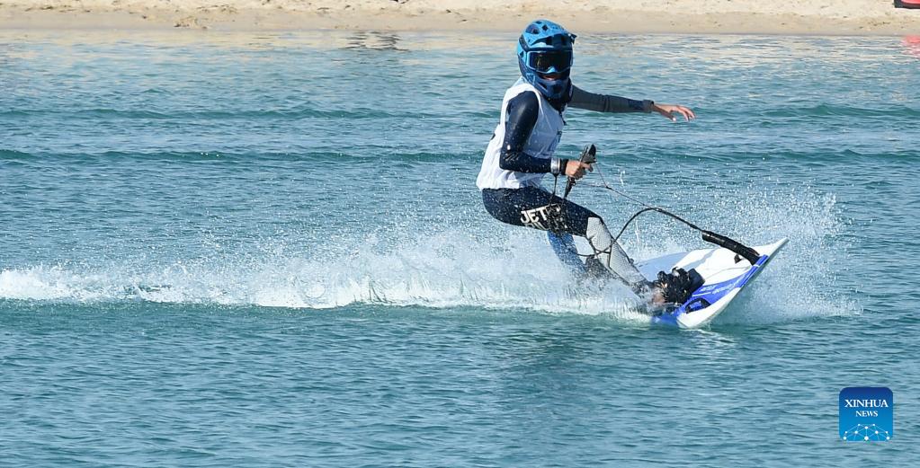 Contestants compete in jetsurf racing in Kuwait City Xinhua