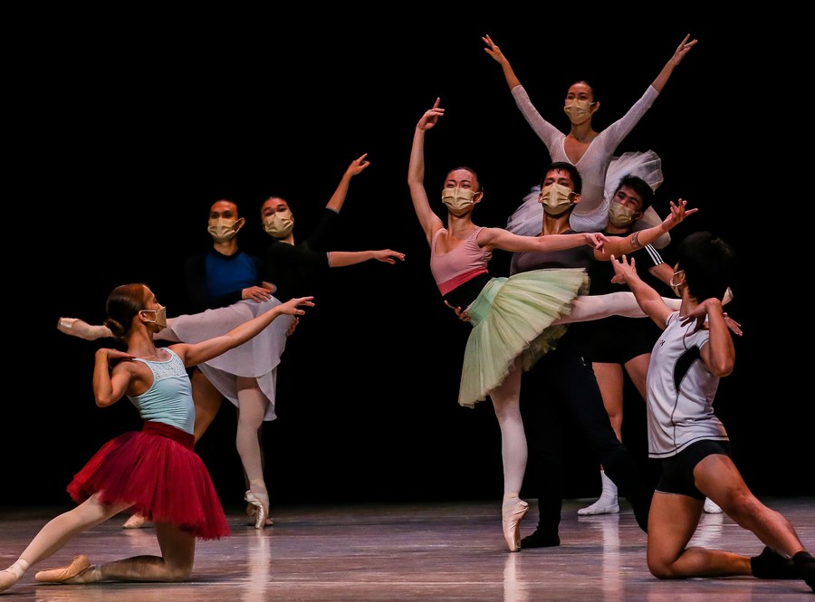 Asia Album Philippine ballet dancers wearing face masks perform