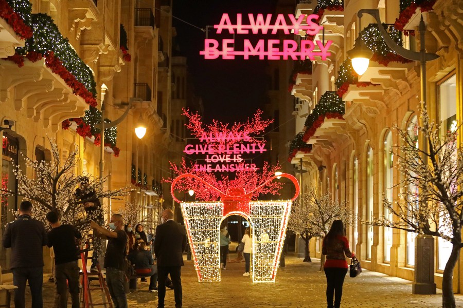 Mideast in Pictures Christmas decorations light up downtown Beirut