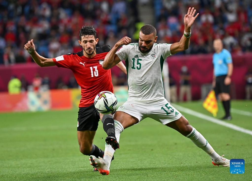 Group D football match of FIFA Arab Cup Qatar 2021 Algeria vs. Egypt