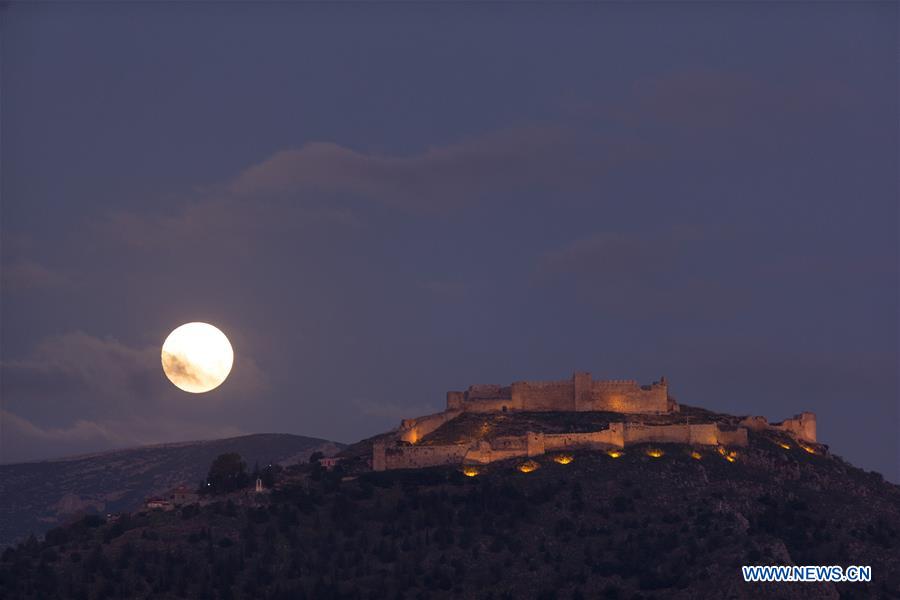 GREECE-ARGOS-CASTLE-FULL MOON