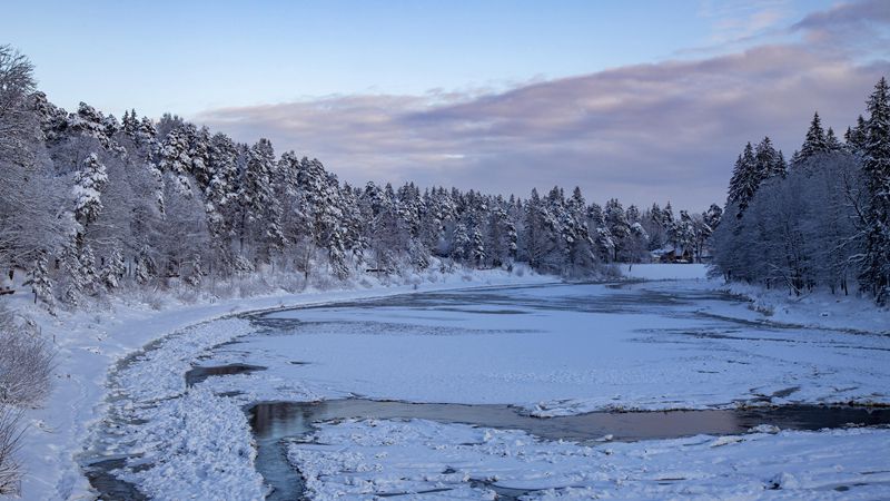 Charming winter landscape in Ogre, Latvia