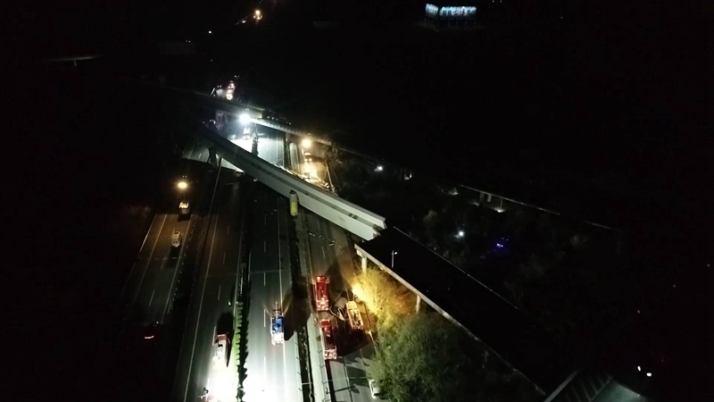 GLOBALink | Aerial footage of rescue work following ramp bridge collapse in central China