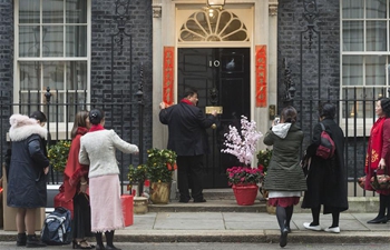 Couplets pasted outside 10 Downing Street to celebrate Chinese Lunar New Year
