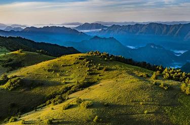 朝霞中的神田草甸