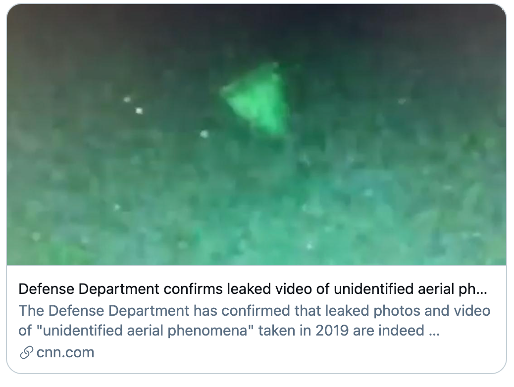 美國國防部確認泄露的未識別的航空現象的視頻是真實的。/CNN報道截圖