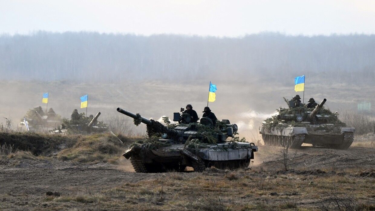 烏克蘭軍隊在日托米爾地區進行軍事演習。圖源RT