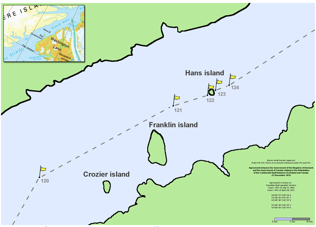 汉斯岛的地理位置。