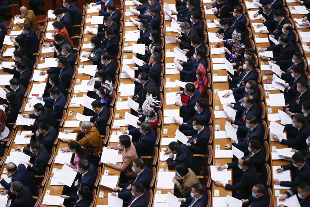 十四届全国人大一次会议举行第二次全体会议