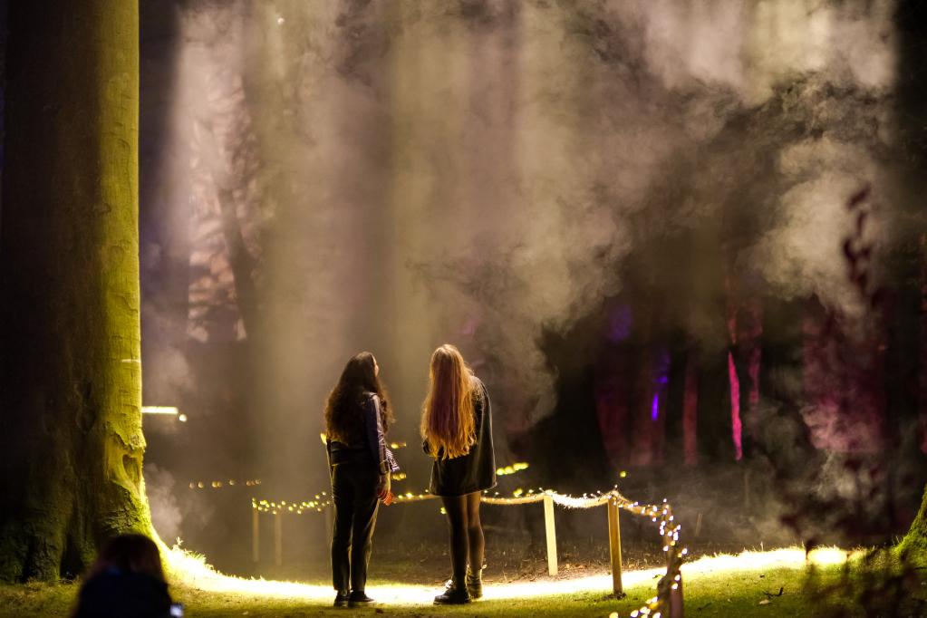 比利时：浪漫灯光秀“点亮”城堡花园
