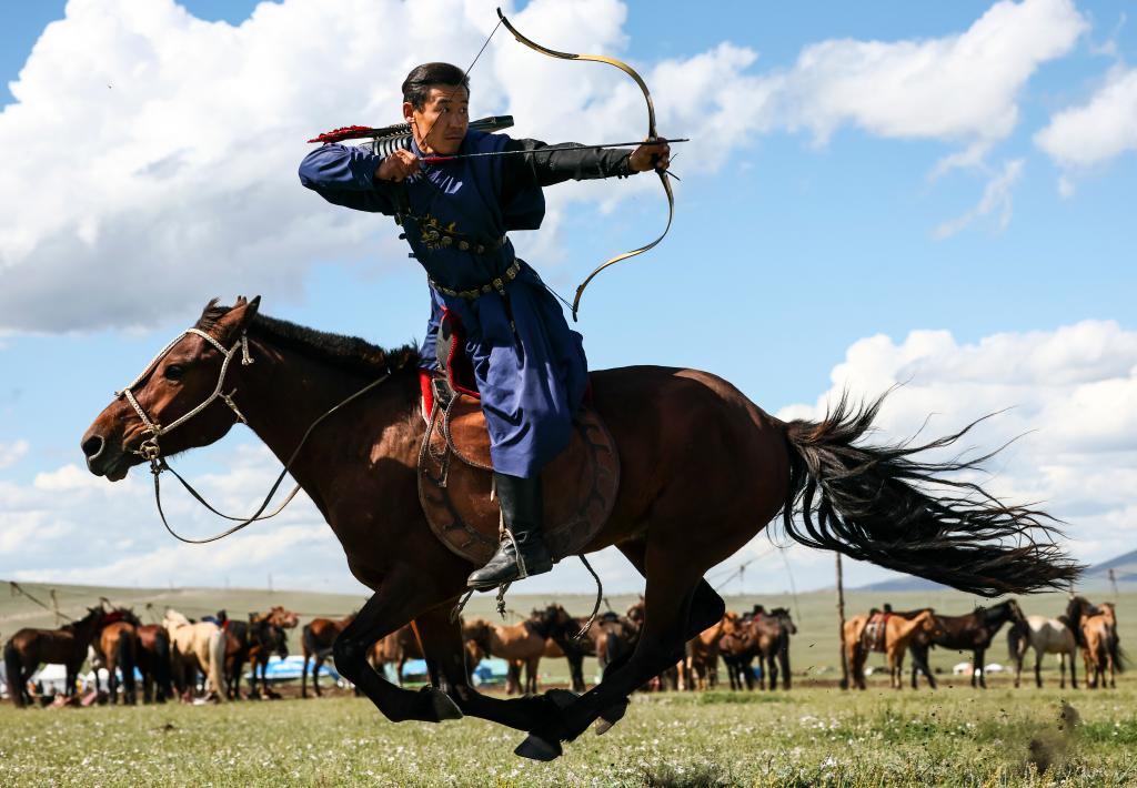 蒙古國：“遊牧民族”世界文化節上的馬術表演
