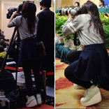 记者会上的“踮脚姐”