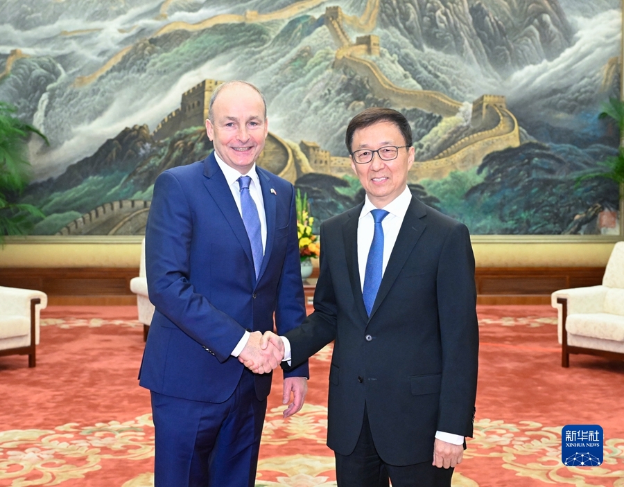 韩正会晤爱尔兰副总理兼外交部长马丁