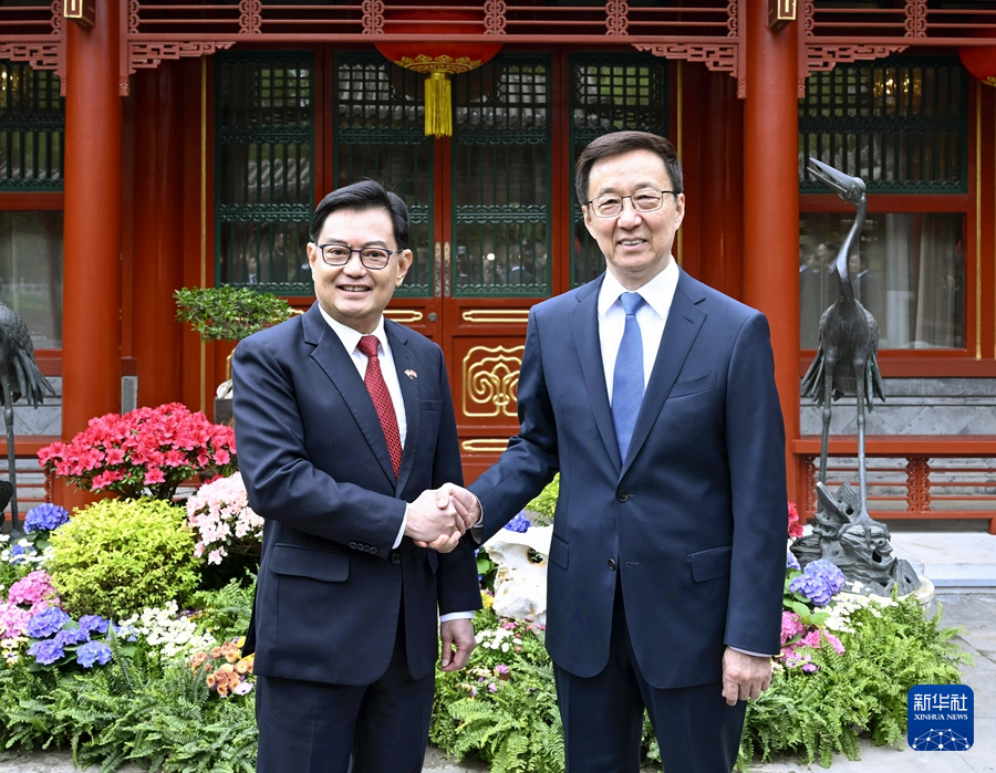 韩正会见新加坡副总理兼经济政策统筹部长王瑞杰(图1)