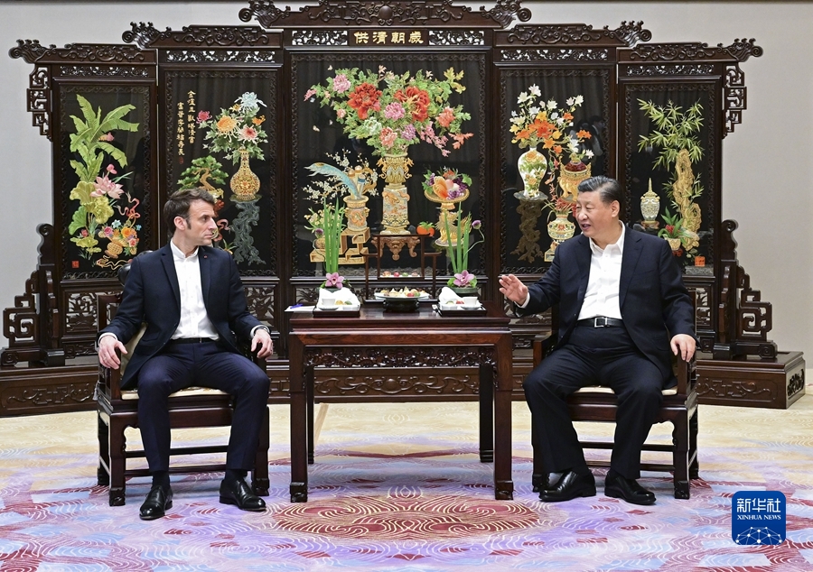 习近平同法国总统马克龙在广州非正式会晤(图5)