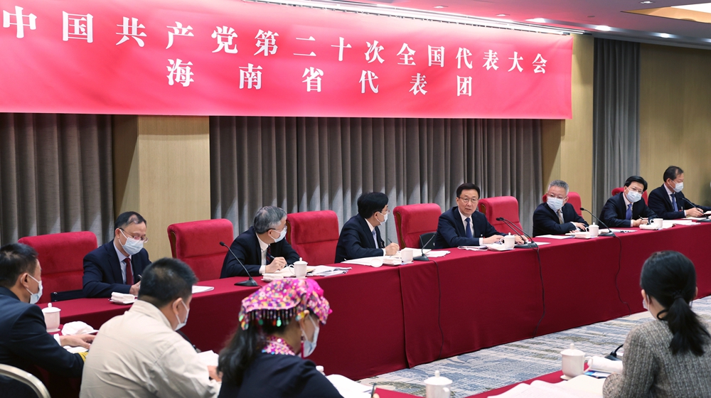 韩正参加党的二十大海南代表团讨论