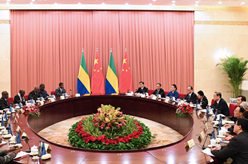 俞正声与加蓬参议长米勒布举行会谈