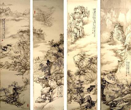 《春夏秋冬》 180cmX45cm X4  2019年