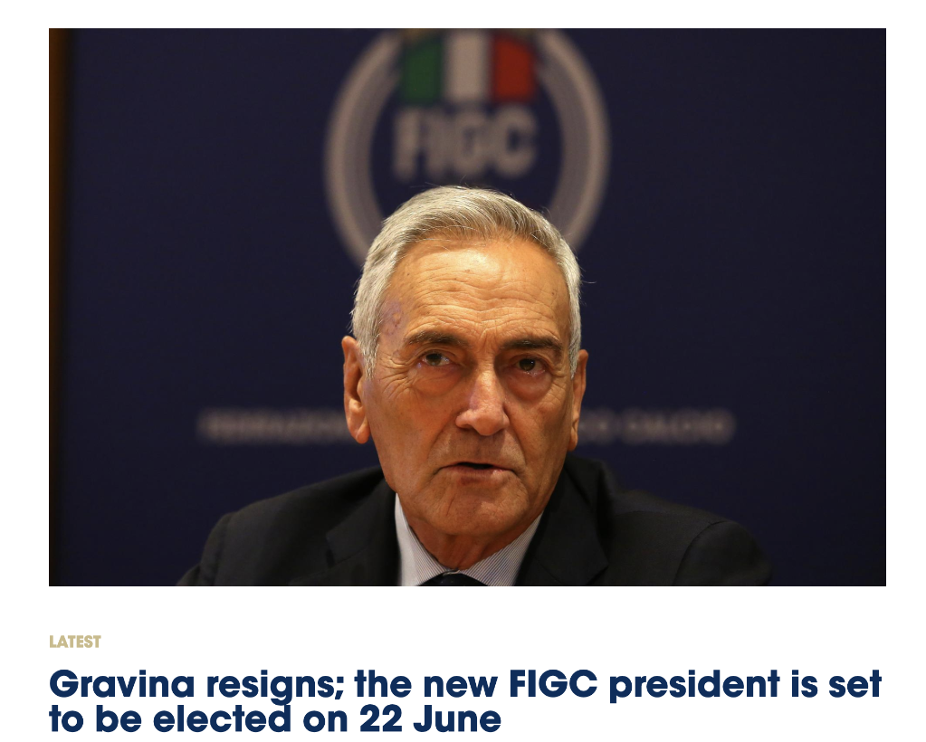 意大利足协主席格拉维纳辞职