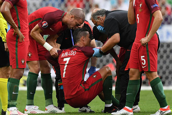 歐錦賽決賽：克·羅納爾多受傷離場