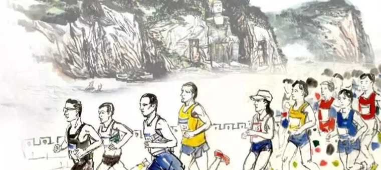 真爱粉！乐山籍画家为家乡马拉松作画，诠释古城历史与朝气