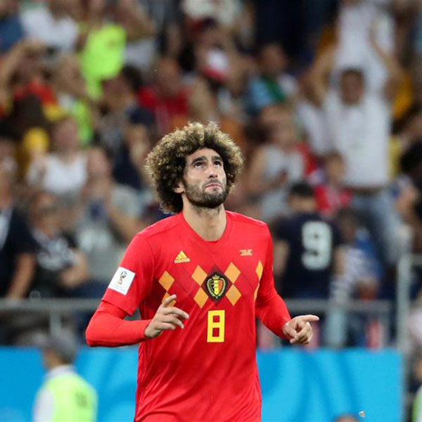 八分之一决赛：比利时队费莱尼进球