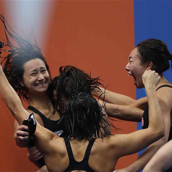 女子4X100米混合泳接力决赛赛况