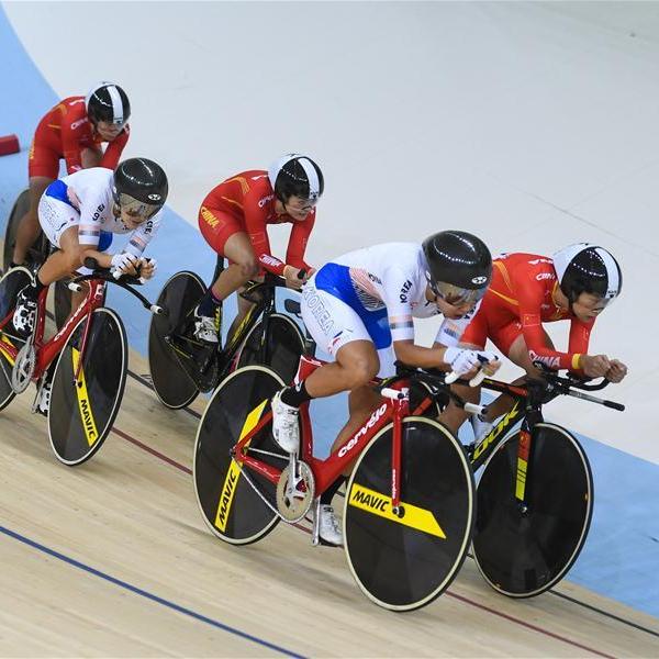 场地自行车：中国队获得女子团体追逐赛亚军