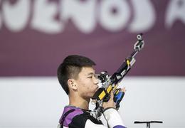 青奥会射击&mdash;&mdash;中国选手张常鸿获得第四名