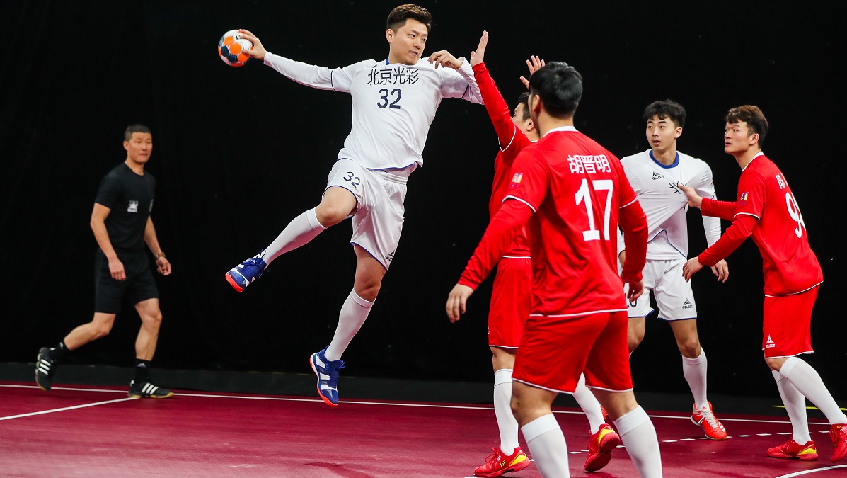 男子手球比赛精彩瞬间