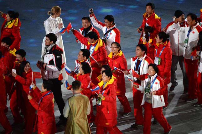 索契冬奧會閉幕式：中國代表團入場[高清]