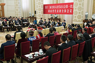 湖南代表团全体会议向媒体开放