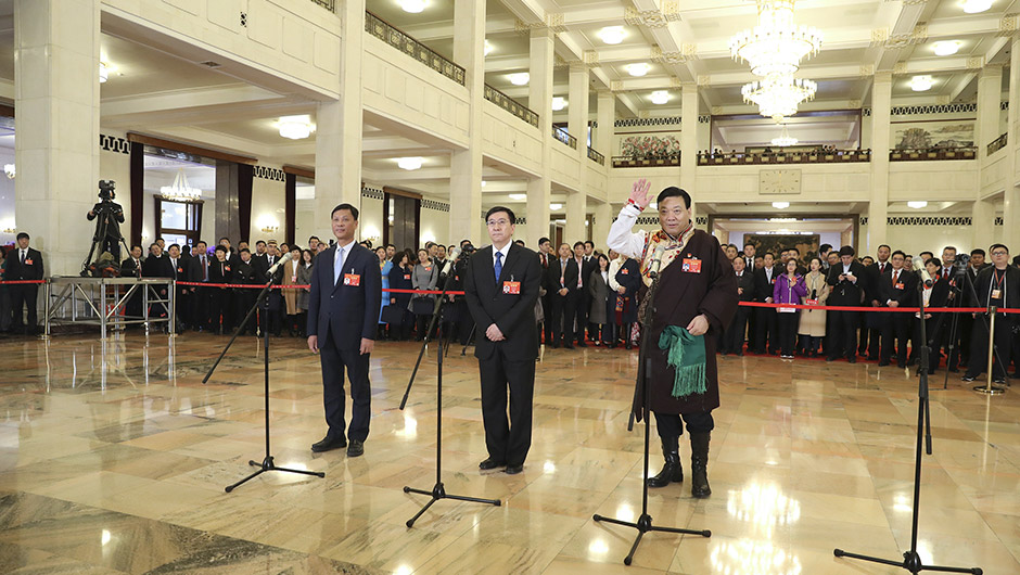 全国人大代表接受采访