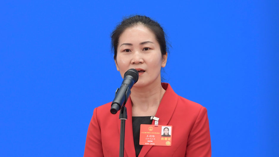 全国人大代表王润梅接受采访