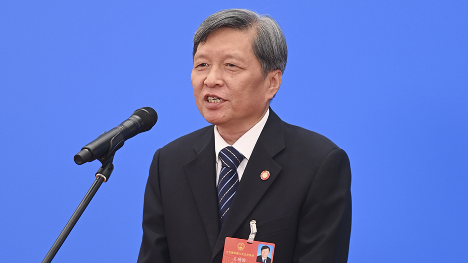 全国人大代表王树国通过网络视频方式接受采访