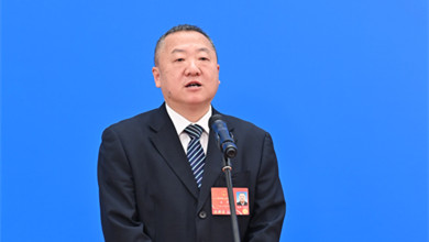 全国人大代表姜涛通过网络视频方式接受采访