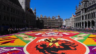 比利時布魯塞爾舉行第22屆“鮮花地毯”節
