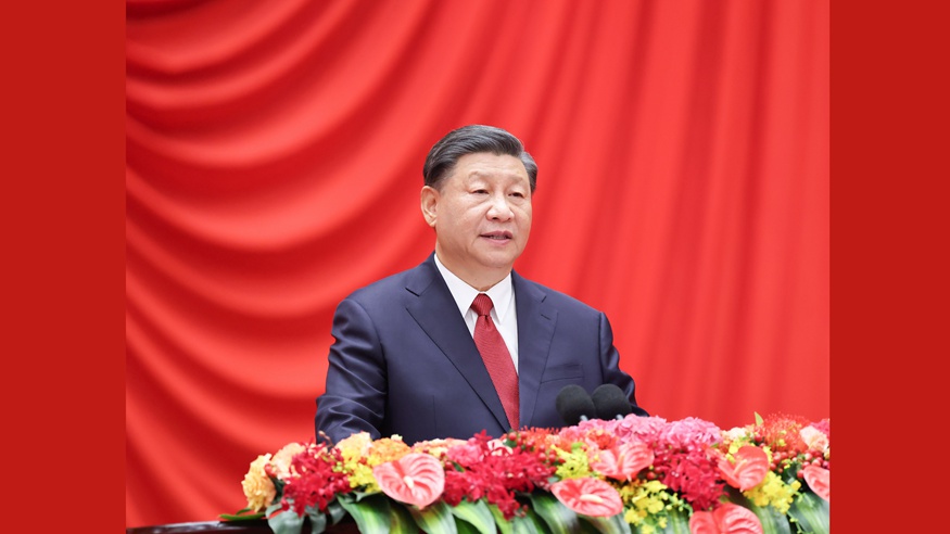 习近平等党和国家领导人出席庆祝中华人民共和国成立74周年招待会