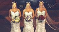 巴西三胞胎姐妹举行集体婚礼
