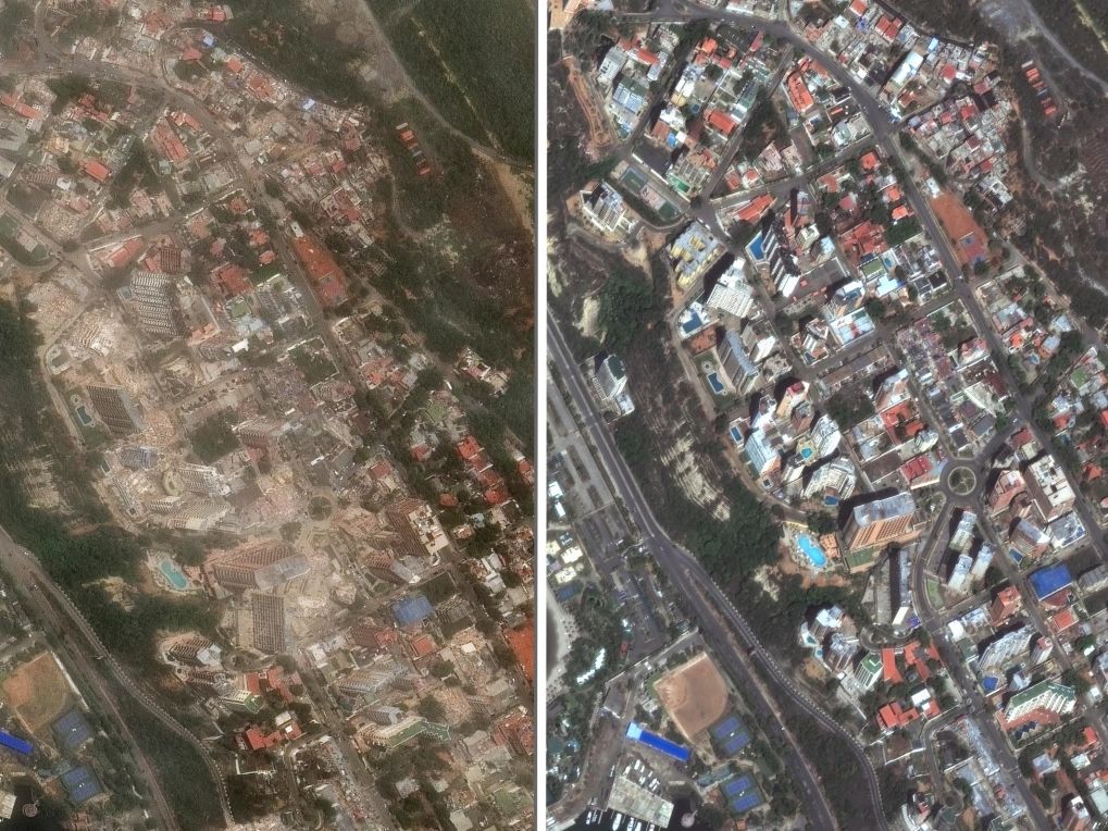 委强震前后卫星图对比：建筑夷为平地 令人