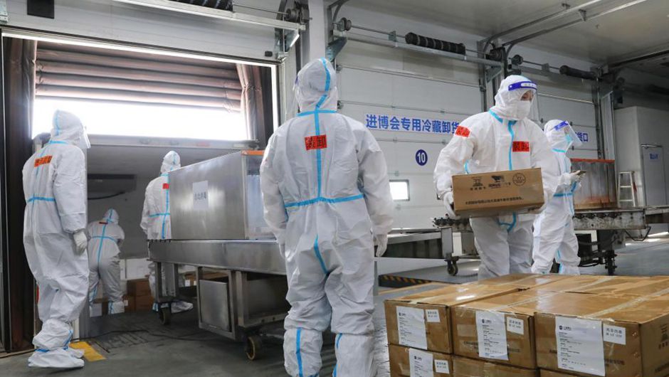 第五届进博会首批进口冷链食品展品抵达总仓