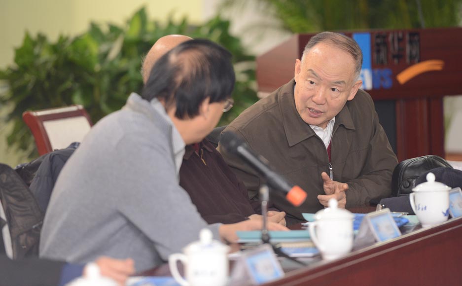 参加新华网2012&ldquo;纵论天下&rdquo;国际问题研讨会的专家在交流