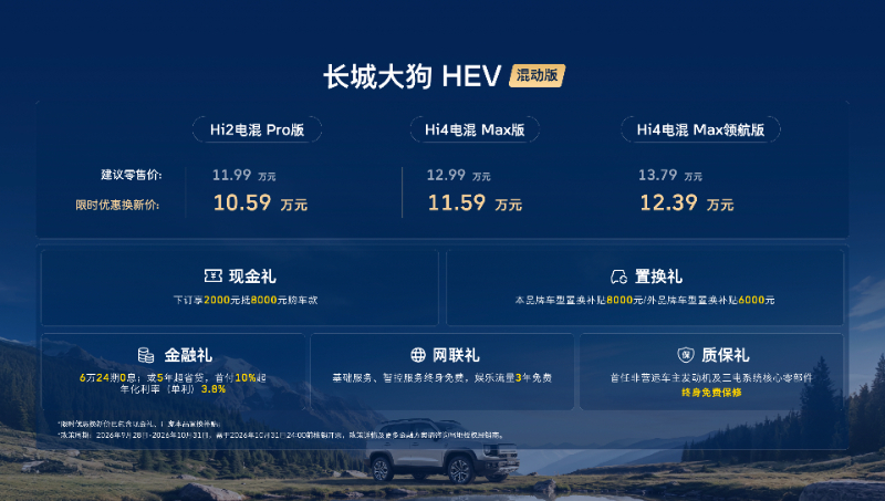 长城大狗HEV混动版正式上市  限时优惠换新价10.59万元起_商业头条网