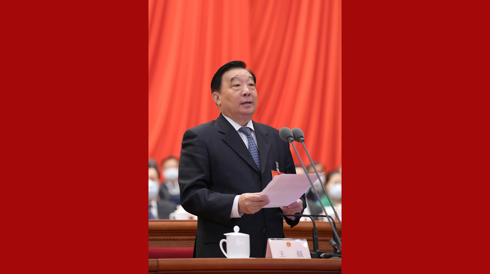 王晨主持十三届全国人大五次会议第二次全体会议