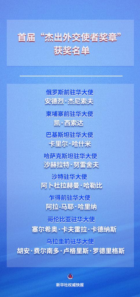 新华鲜报｜八位外籍友人荣膺首届“杰出外交使者奖章”